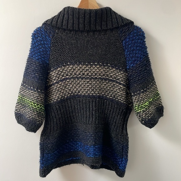 Free People Napoli Cardigan Sweater Wool Button Front Short Sleeve chunky knit S - Picture 4 of 11